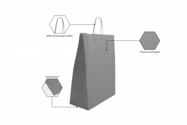 Papieren draagtasje 220 x 300 mm  grijs
